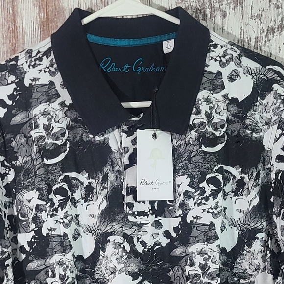 🌻 HOST PICK 🌻 NWT Men's Robert Graham Classic Fit Skull Polo size Large $98 - Picture 4 of 10